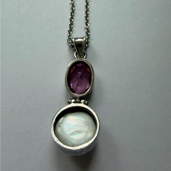 Sterling Silver & Pearl Pendant Necklace - Picture 12 of 15